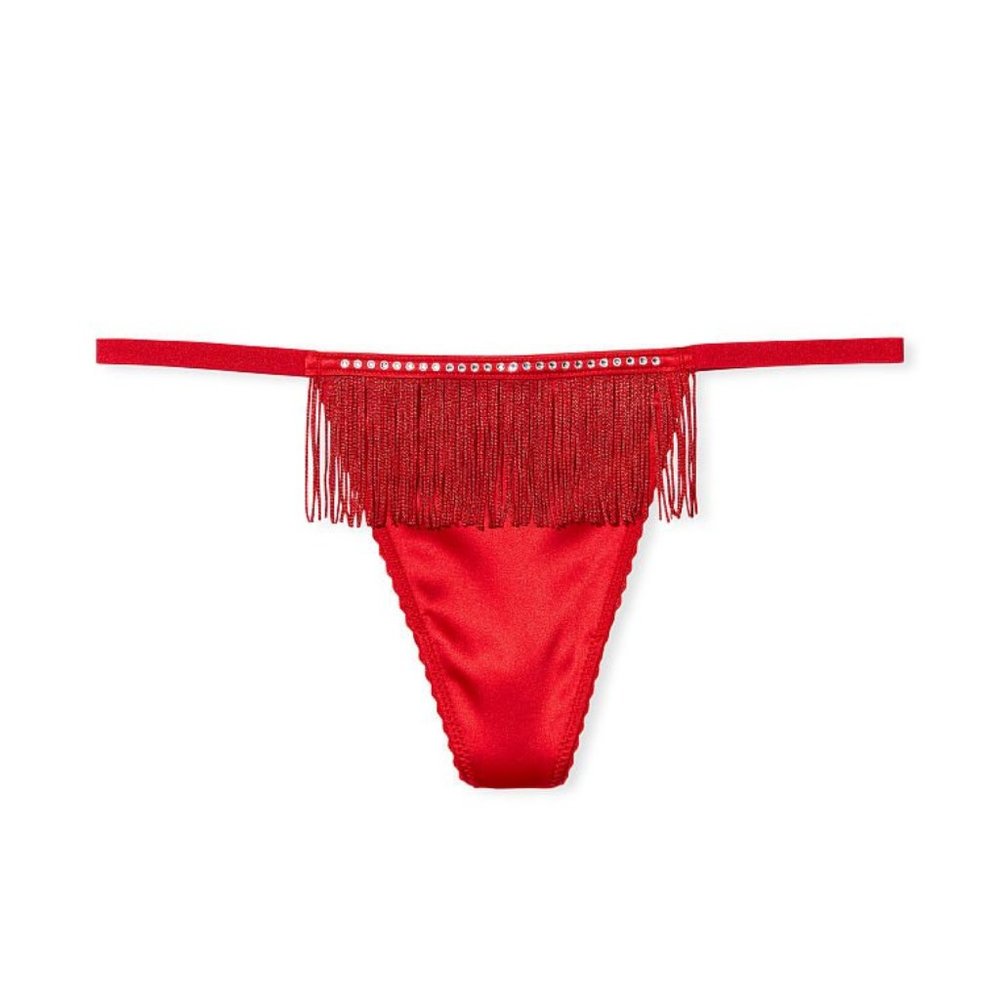 NWT Victoria's Secret VERY SEXY Red Fringe V-String Panty